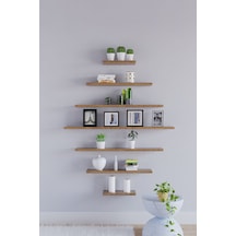 Yankı-BYEG 7li Safir Meşe Mdf Duvar Rafı Gizli Bağlantı Kitaplık