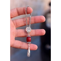 Kehribar Taşlı Ay Yıldız Model Telkari 925 Ayar Gümüş Anahtarlık 201024609 Gümüş