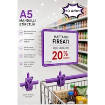 10 Adet - A5 Mandallı Etiketlik Fiyatlık Sepet Raf Askılık Fiyat Etiketi Çerçeveli Market Mağaza Mor