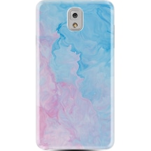Samsung Uyumlu Galaxy Note 3 Kılıf Silikon Pink Blue Abstract 1385