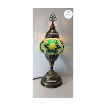 El Yapımı Otantik Mozaik Masa Lambası Yüksek Boy Yeşil - 820076288 Yeşil