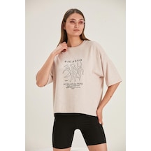 Alexandergardı Oversize Baskılı Kadın T-Shirt (B22-32000)