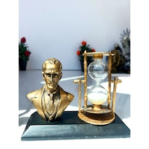 Atatürk Büstü Ve Kum Saati Masa Üstü Biblo Dekoratif Anı Hediye