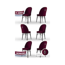 Canisa Ritim Serisi 1.sınıf Babyface Kumaş 6 Adet Mürdüm Sandalye Siyah Gürgen Ayak Gümüş Halkalı Sandalye Mürdüm Ayaklar Siyah