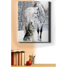 Webstyle Sayılarla Boyama Seti Kasnaklı Benekli At Ve Kurt 50 X 65 Cm