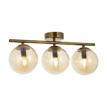 Gold Üçlü Modern Bal Camlı Plafonyer Avize