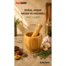 Bymyhand Bambu Doğal Ahşap Havan Havaneli Sarımsak Ezeceği Baharat Döveceği 11 X 10 Cm