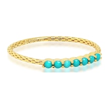 Kuyumcudukkani Firuze Sıra Taşlı Trend Yüzük-10316-g-blu Gold