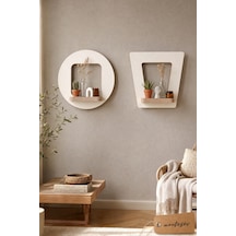Ahşap Dekoratif Duvar Rafı 2 Li / 3 Lü Set Mtsv - 541 Beyaz