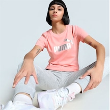Puma Metallıc No.1 Logo Tee Pembe Kadın Spor Tişört - 631536 18