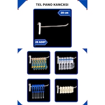 20 Cm - 25 Adet Beyaz Tel Pano Kancası Raf Askısı Beyaz