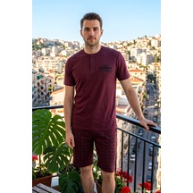 Aydoğan Erkek Kısa Kollu Şortlu Pamuklu Pijama Takımı 260006 Bordo