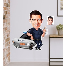 Kişiye Özel Bay Trafik Polisi Karikatürlü Duvar Sticker 50X70CM