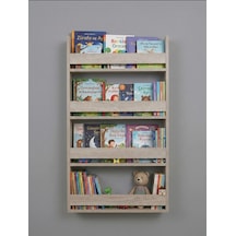 Montessori 4 Raflı Çocuk Kitaplığı Çok Amaçlı Dekoratif Duvar Rafı 120x60 Sonomo