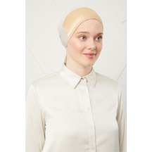 Melodi Scarf Kadın Tesettür Bağlamalı Saten Bone Bal Rengi Bal Rengi Çok Renkli