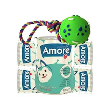Amore Kuzu Etli ve Pirinçli Yavru Köpek Konserve 5 x 400 G + Fırlatılacak Top