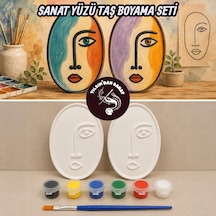 Sanat Yüzü Taş Boyama Seti 2 Obje + 6 Renk Boya + 1 Fırça + Boyama Sertifikası
