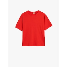 Koton Oversize Basic Tişört Kısa Kollu Bisiklet Yaka Pamuklu Kırmızı 5skb10003tk Kırmızı