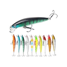 Valkyrie 10 Adet 10cm 9gr Minnow Sahte Olta Yem Seti Rapala 1m Derinlik 10 Farklı Renk Karbon Çelik İğne