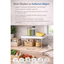 Dolap Ve Mutfak Tezgahı İçin Raf Düzenleyici, Buzdolabı Uyumlu Yükseltici Organizer, Metal Ayaklı Ek Raf, Çok Amaçlı Raf Düzenleyici Stand, Dolap, Tezgah Ve Buzdolabı İçin Uygun Açık Bej