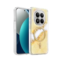 Onegif Xiaomi Redmi Note 15 Pro Plus 5g Lotus Simli Magsafe Kapak - Gümüş - Gümüş