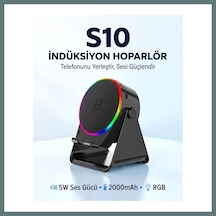 Bezos S10 5w Bluetooth + Temasıyla Ses Yükselten İndüksiyon Hoparlör 2000 Mah Rgb Işıklı Standlı 5in Speaker Ventra