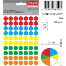 Tanex Ofc-128 Mıx Color Ofis Etiketi 10MM 540 Adet