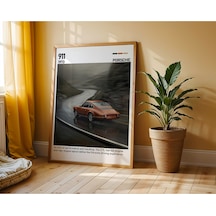 Porsche 911 Turbo Ahşap Çerçeveli Poster Tablo Ikonik Spor Araba