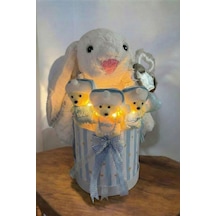 Led Işıklı Özel Kutuda Uyku Arkadaşı Bunny Peluş Tavşan İle Yeni Doğan Hediye Seti- Babyshower ,yenidoğan Hediyesi Beyaz