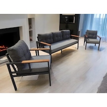 Pimango Pi Elize Bahçe Ve Balkon Mobilyası 3+1+1 Antrasit - Gri