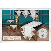 Salon Takımı 5 Parça Dantel Masa Örtüsü Runner Seti Çeyizlik Mimoza Model No 666krem Krem
