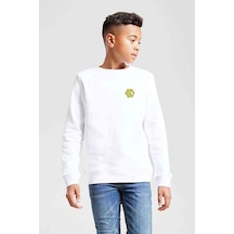 Tshirthane The Power Of Music Göğüs Baskılı Unisex Çocuk Beyaz Sweatshirt Beyaz