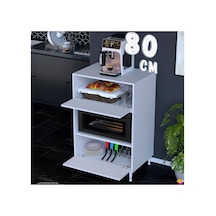 Silva 80x119,2x48 Cm Kapaklı Mikrodalga Ve Midi Fırın Standı - 3 Bölmeli Çok Amaçlı Dolap Beyaz