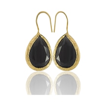 Kadir Jewellery 22 Ayar Altın Kaplama Damla Taşlı Küpe -el İşçiliği Ve Hipoalerjenik Küpe Siyah 88723680