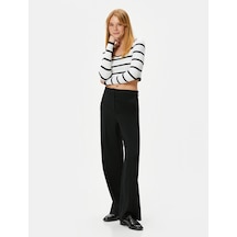 Koton Crop Triko Kazak U Yaka Fitilli Siyah Çizgili 4sak90042ht 4SAK90042HT9S9 Siyah