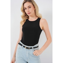 Bigdart Kadın Halter Yaka Çıtçıtlı Body 972 - Siyah