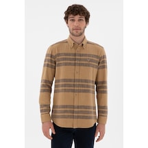 U.s. Polo Assn. Erkek Açık Haki Gömlek Desenli 50297491-vr183 Acık Hakı Açık Haki