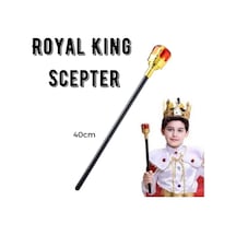 Çocuk Boy Altın Renk Kral Tacı Ve Kırmızı Topuzlu Kral Asası Diğer