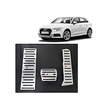 Audi A3 Q3 Uyumlu Otomatik Vites Pedal Seti Gaz Fren Ayak Dayama Takımı 3 Parça Krom