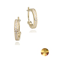Brezza Lusso Jewelry 18k Serie Oro Şans Halka Minimal Gümüş Küpe 13 Mm