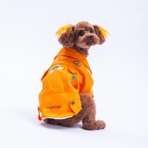 Turuncu Cancun - Cancún Ceket Gabardin Çıtçıtlı Kedi Köpek Ceketi Kedi Köpek Kıyafeti Kedi Köpek Elbisesi