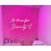 It's Time For Beauty Yazılı Ve Şekilli Neon Tabela Pembe