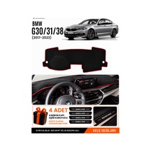 Bmw G30 G31 G38 2017-2023 Uyumlu Torpido Örtüsü, Torpido Kılıfı - Siyah-kırmızı - Bm008