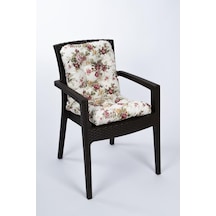 Altınpamuk Neva Pofidik Çiçekli Arkalıklı Sandalye minderi özel dikişli bağcıklı 44x94 cm