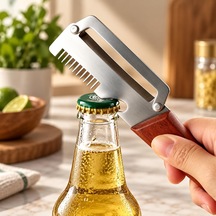 5 İ 1 Arada Çok Fonksiyonlu Sebze Ve Meyve Soyacağı Paslanmaz Çelik Kesme, Soyma, Rendeleme, Dilimleme Ve Açma Mutfak Aparatı Keskin Bıçak Versiyonu