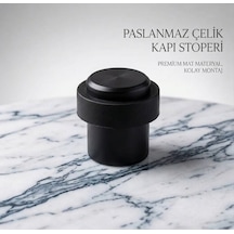 Mat Siyah Paslanmaz Çelik Kapı Stoperi Lüks Zemin Tipi Kauçuk Tamponlu Kapı Stopu