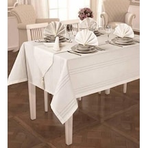 Atak Carmen 12 Kişilik Masa Örtüsü Yemek Sunum Takımı 26 Parça Ekru