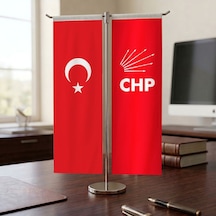 Chp Bayrağı Kırmızı Ve Türk Bayrağı Kırlangıç T Tipi Masa Bayrak Takımı Diğer