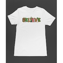 Bumeta Believe Christmas Yılbaşı Baskılı Christmas Unisex Tişört T-shirt Beyaz
