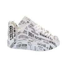 Mergenshoes 0330 Beyaz Siyah Dikişli Günlük Kadın Spor Ayakkabı Beyaz